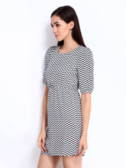 DressBerry Black &amp; White Printed Column Berry Dress