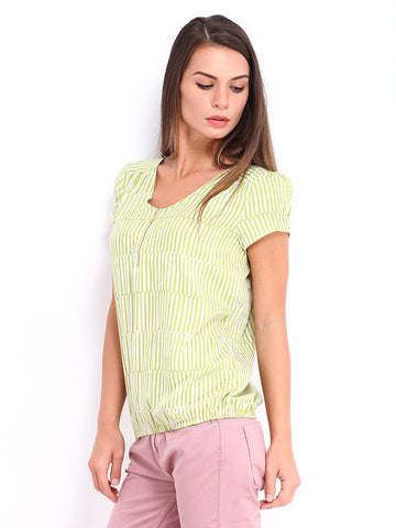 DressBerry Women Green &amp; Off-White Printed Top