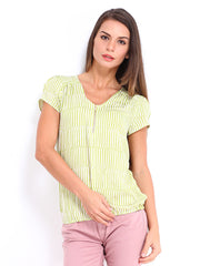 DressBerry Women Green &amp; Off-White Printed Top