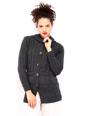 DressBerry Women Grey Hooded Sweater