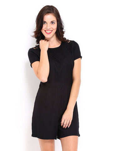 DressBerry Women Black Lace Romper Berry Playsuit