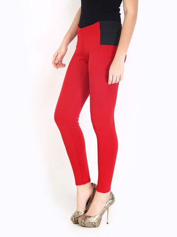 DressBerry Women Red Treggings