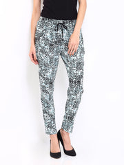 DressBerry Women Blue and Black Printed Trousers