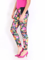DressBerry Women Multi-Coloured Floral Print Treggings