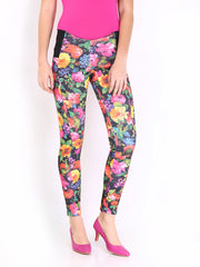 DressBerry Women Multi-Coloured Floral Print Treggings