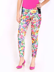 DressBerry Women Multi-Coloured Floral Print Treggings