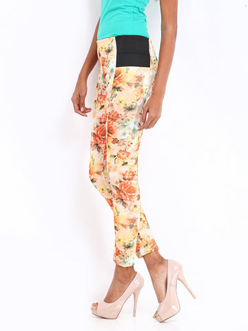 DressBerry Women Multicoloured Floral Print Jeggings