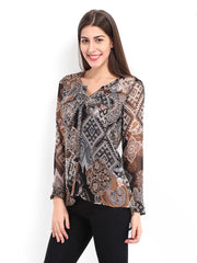 DressBerry Women Multicoloured Printed Sheer Casual Shirt