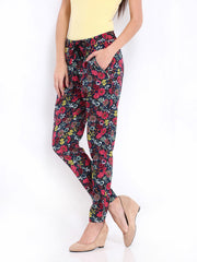 DressBerry Women Multi-Coloured Floral Print Trousers