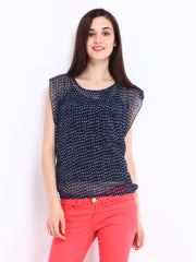 DressBerry Women Navy Printed Top