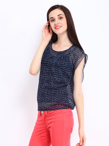 DressBerry Women Navy Printed Top