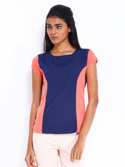 DressBerry Women Navy and Coral Pink Top