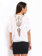 DressBerry Women Off-White Lace Top