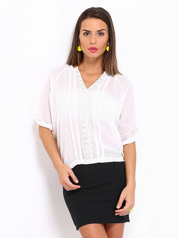 DressBerry Women Off-White Lace Top