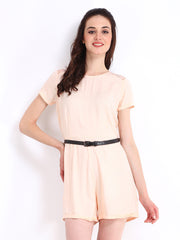 DressBerry Women Peach Coloured Lace Romper Berry Playsuit