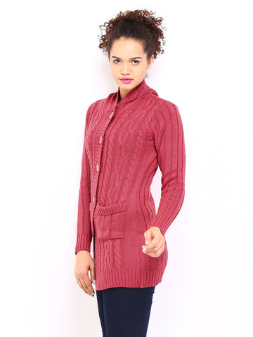 DressBerry Women Pink Hooded Sweater