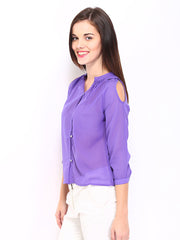 DressBerry Women Purple Cold Shoulder Top