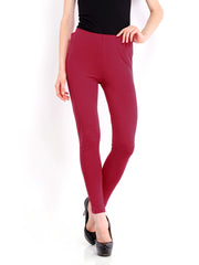 DressBerry Women Dark Pink Cotton Stretch Leggings