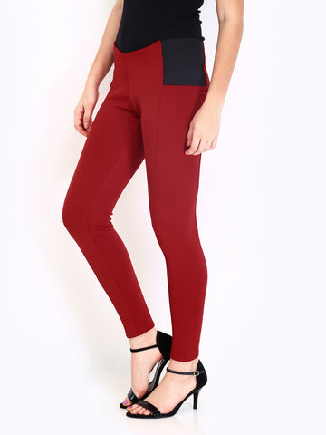 DressBerry Women Maroon Treggings