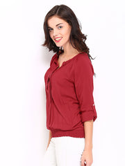 DressBerry Women Red Peasant Top