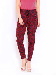 DressBerry Women Red and Black Printed Trousers
