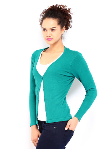 DressBerry Women Teal Green Cardigan