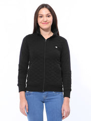 Duke Women Black Quilted Sweatshirt