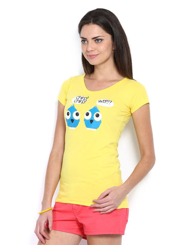 Duke Women Yellow Printed T-shirt