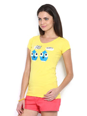 Duke Women Yellow Printed T-shirt