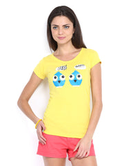 Duke Women Yellow Printed T-shirt