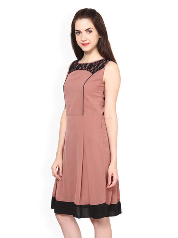 Eavan Light Brown Fit &amp; Flare Dress