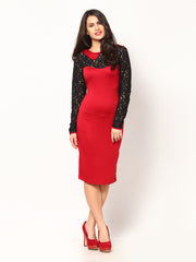 Eavan Red &amp; Black Bodycon Dress