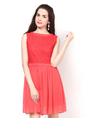 Eavan Coral Pink Fit &amp; Flare Dress