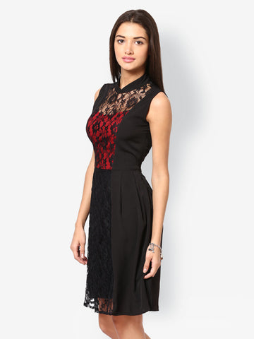 Eavan Black &amp; Red Fit &amp; Flare Dress