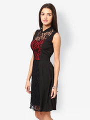 Eavan Black &amp; Red Fit &amp; Flare Dress