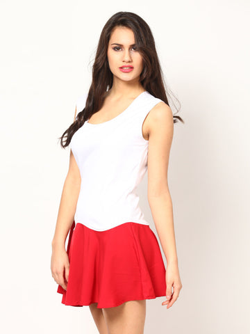 Eavan White &amp; Red Fit &amp; Flare Dress