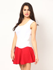 Eavan White &amp; Red Fit &amp; Flare Dress