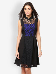 Eavan Black &amp; Blue Fit &amp; Flare Dress