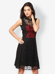 Eavan Black &amp; Red Fit &amp; Flare Dress