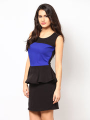 Eavan Black &amp; Blue Peplum Dress