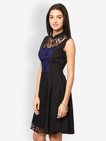 Eavan Black &amp; Blue Fit &amp; Flare Dress