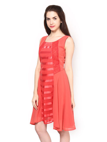 Eavan Peach Coloured Fit &amp; Flare Dress