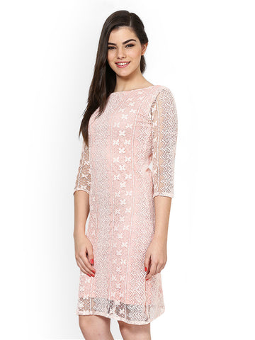 Eavan Pink Lace Shift Dress