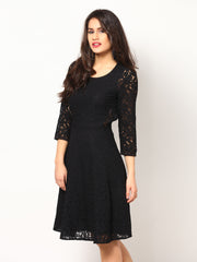 Eavan Black Lace Fit &amp; Flare Dress