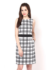 Eavan White &amp; Black Checked Tailored Dress