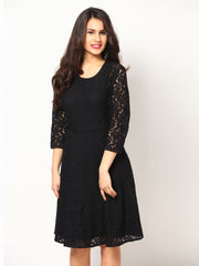 Eavan Black Lace Fit &amp; Flare Dress
