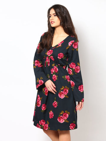 Eavan Grey Printed Fit &amp; Flare Dress