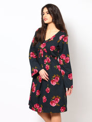 Eavan Grey Printed Fit &amp; Flare Dress