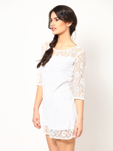 Eavan White Lace Shift Dress