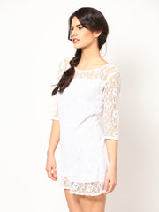 Eavan White Lace Shift Dress